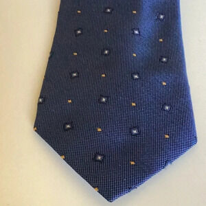 Land’ End Gold & Navy 100% Silk Handsewn Tie
